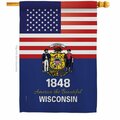 Guarderia 28 x 40 in. USA Wisconsin American State Vertical House Flag with Double-Sided Banner Garden GU4061126